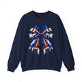Football Ribbon Crewneck Sweatshirt — Blue & Brown Game Day Bow Design