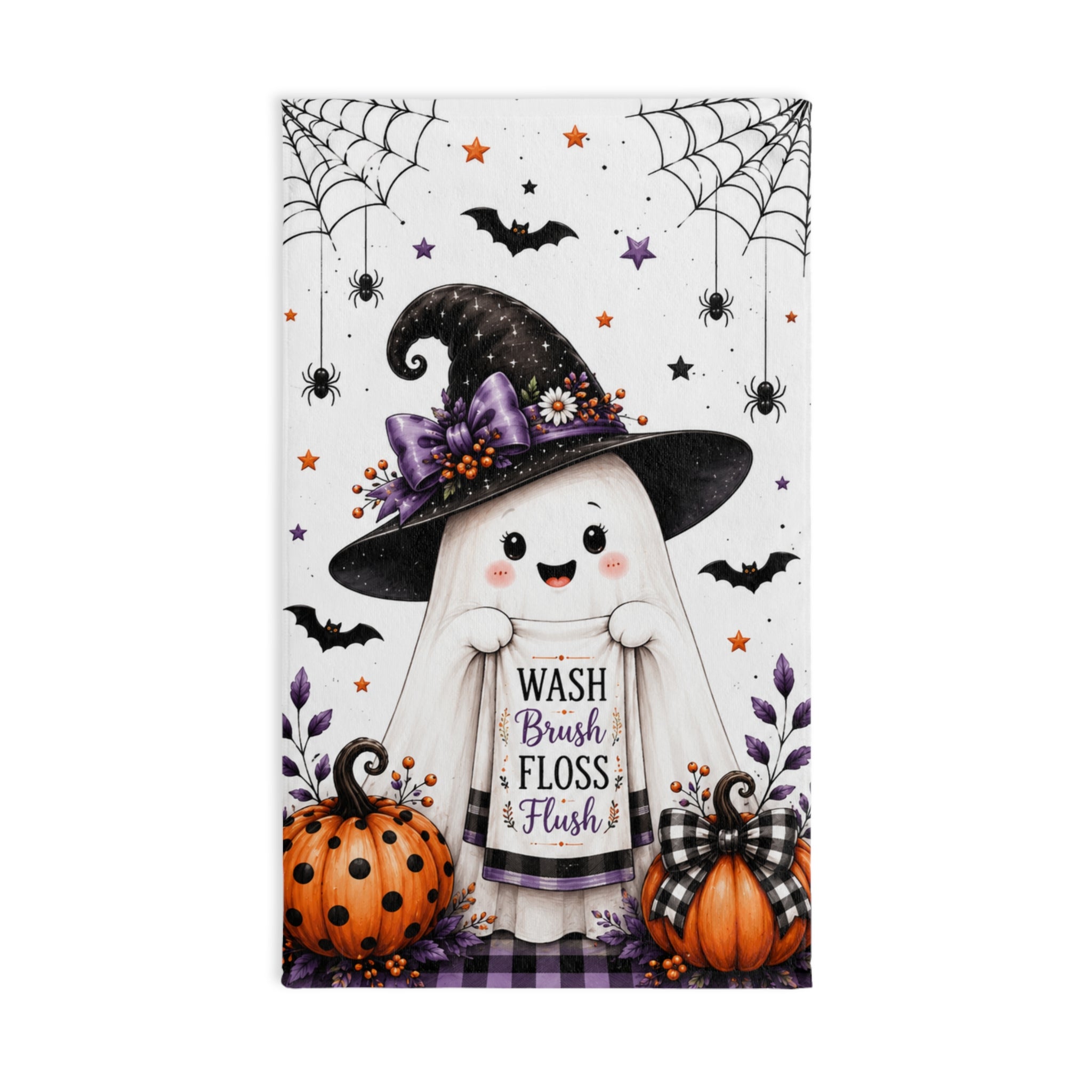 Happy Halloween Ghost Hand Towel | Halloween Bathroom Decor