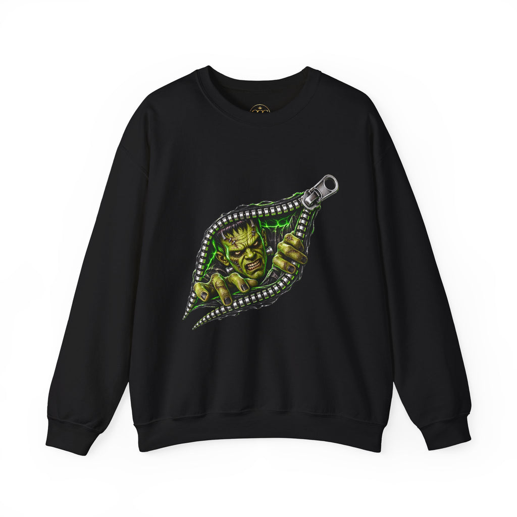 Frankenstein Zipper Halloween Graphic Sweatshirt