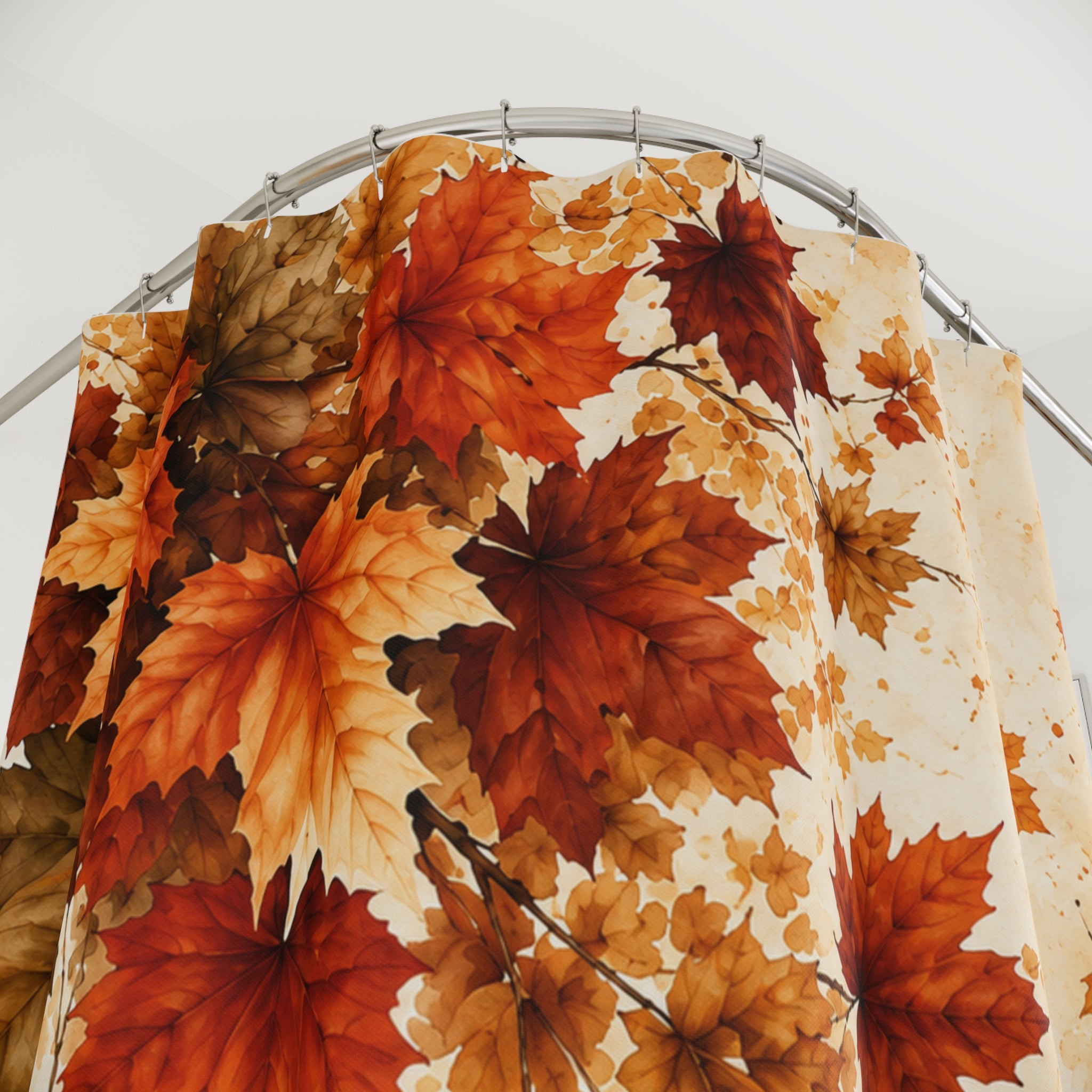 Autumn Maple Leaf Shower Curtain | Fall Foliage Botanical Bathroom Decor