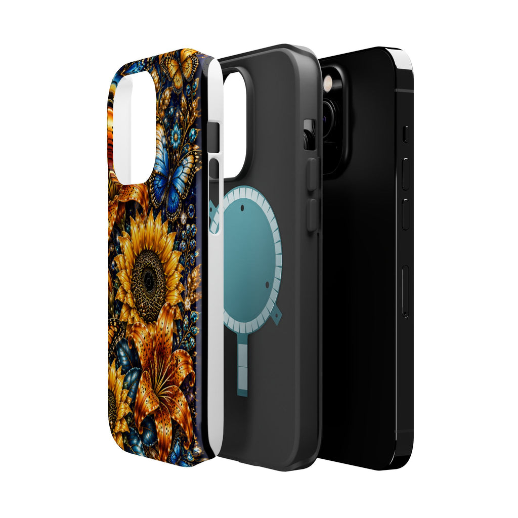 Sunflower & Blue Butterfly Magnetic Impact Phone Case