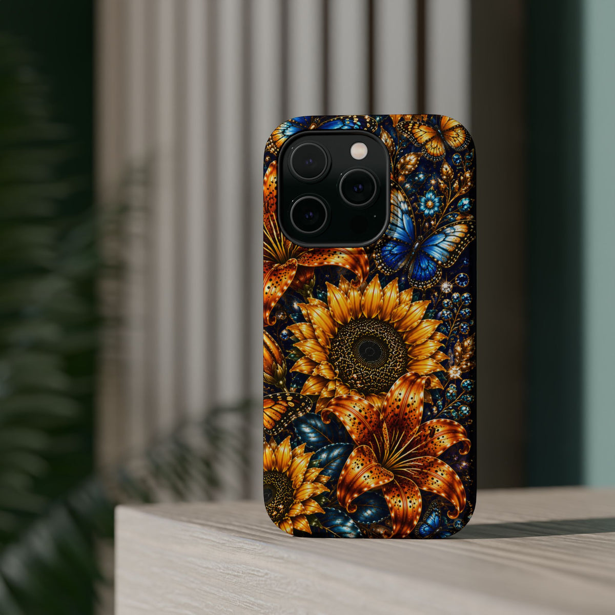 Sunflower & Blue Butterfly Magnetic Impact Phone Case