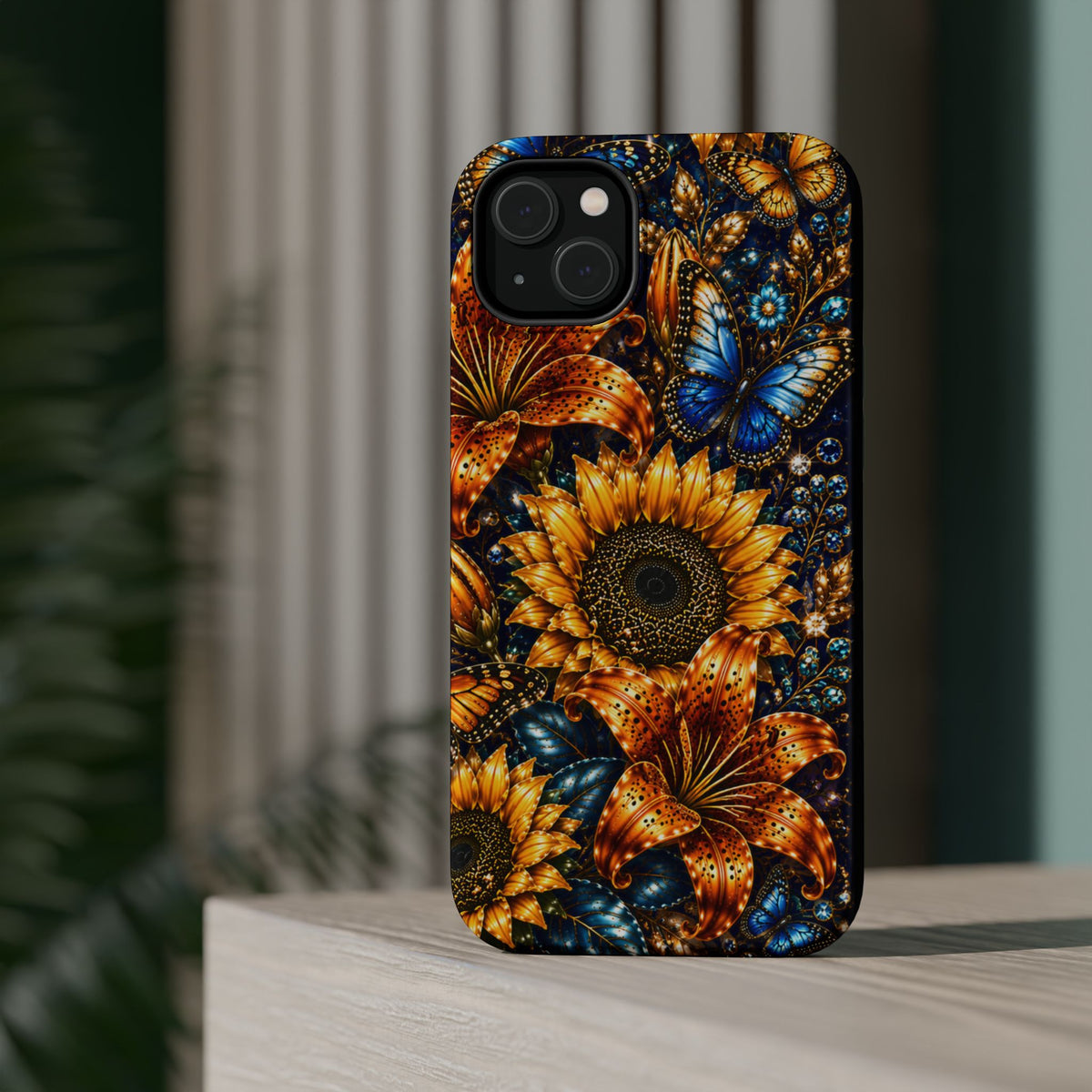 Sunflower & Blue Butterfly Magnetic Impact Phone Case