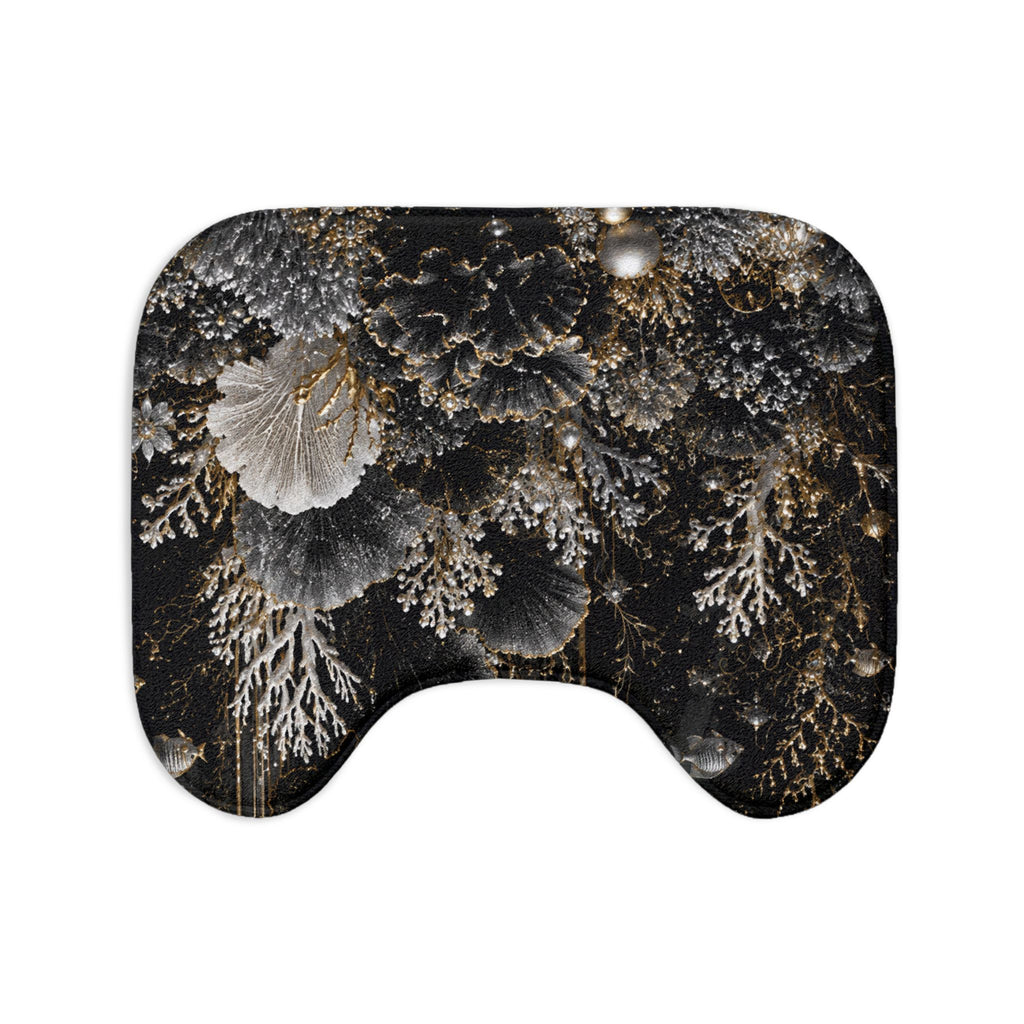 Oceanic Gold Floral Bath Mat Set — 3-Piece Luxe Bathroom Rug