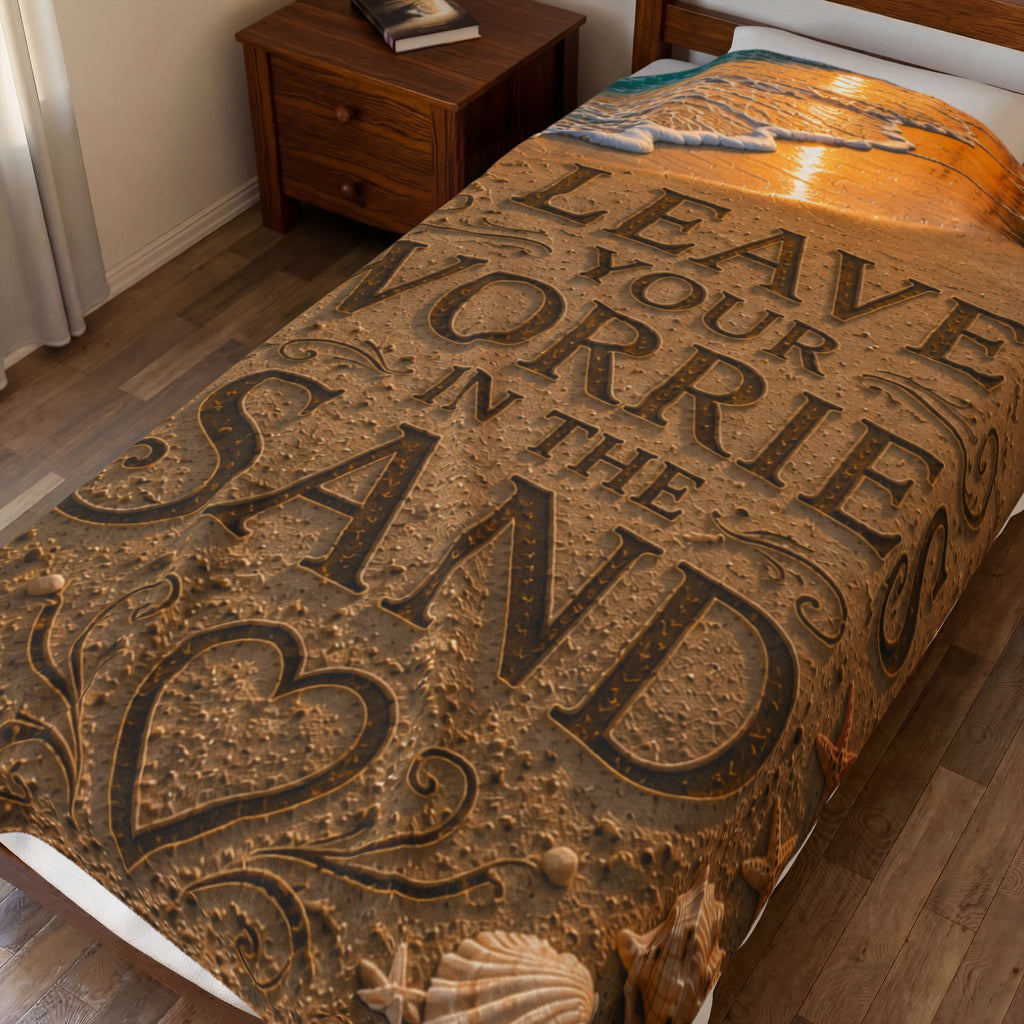 Leave Your Worries In The Sand | Throw Blanket | Coastal Serenity Collection