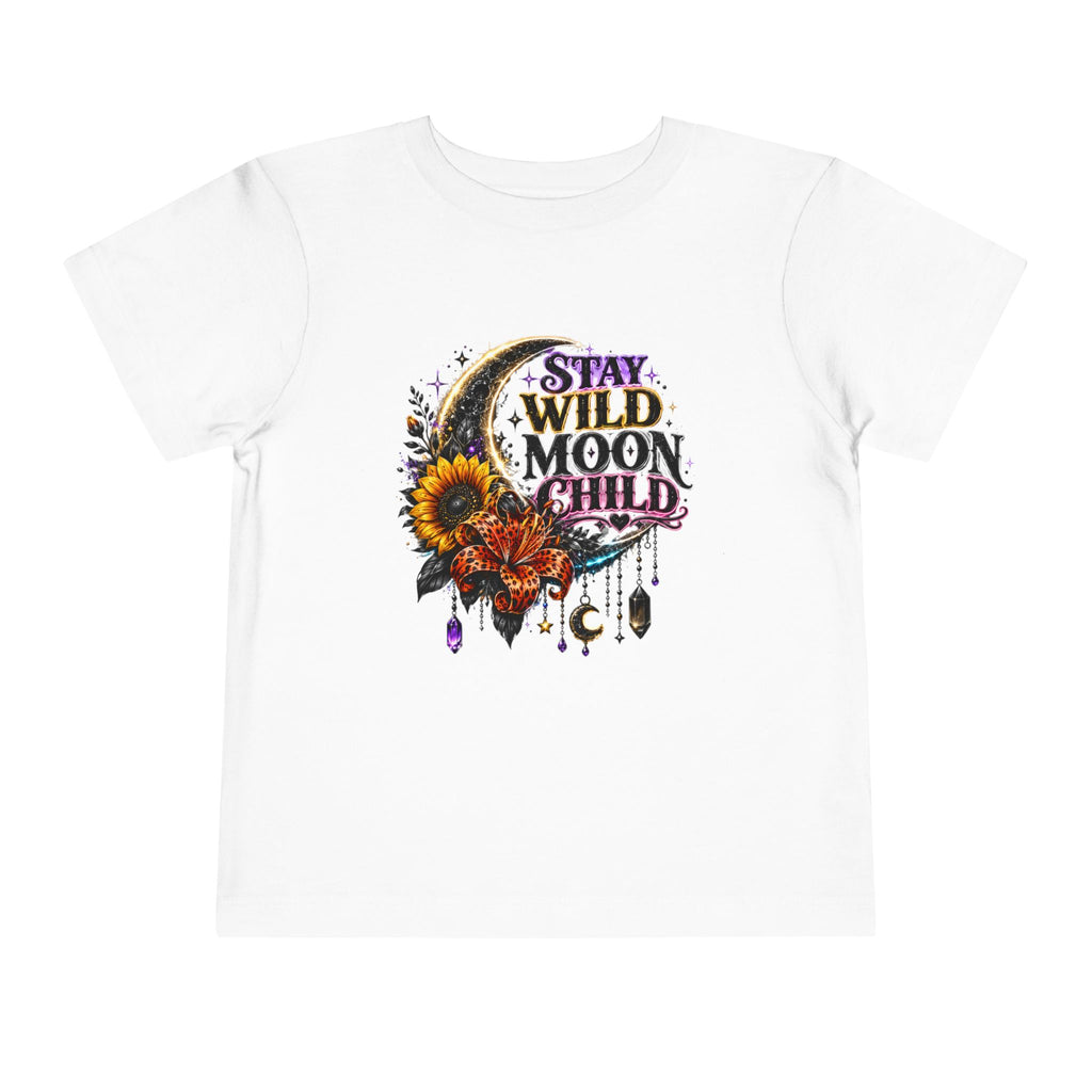 Toddler Tee — "Stay Wild Moon Child" Floral Moon Graphic