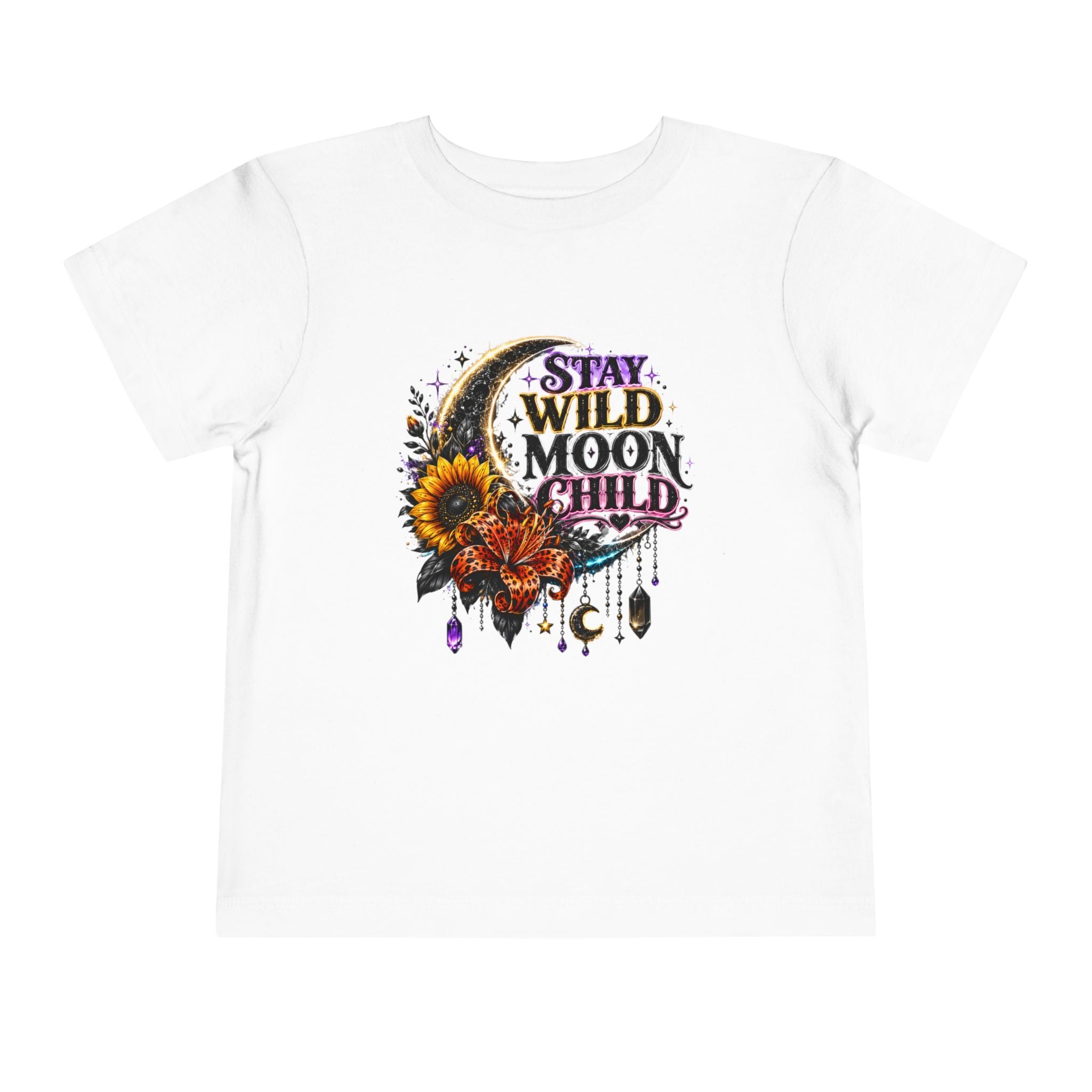 Toddler Tee — "Stay Wild Moon Child" Floral Moon Graphic
