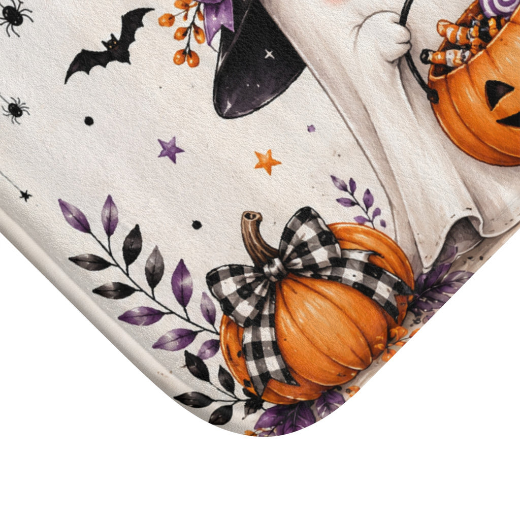 Happy Halloween Ghost Bath Mat | Cute Halloween Bathroom Decor