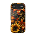 Floral Monarch Phone Case — Orange Sunflower & Butterfly Magnetic Impact-Resistant Case