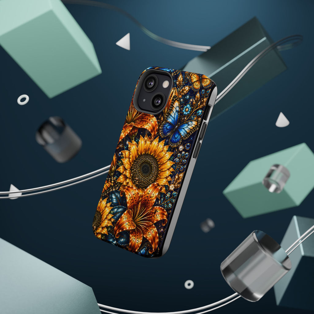 Sunflower & Blue Butterfly Magnetic Impact Phone Case