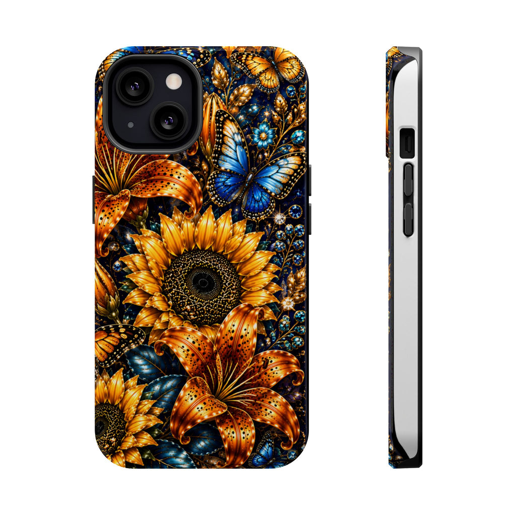 Sunflower & Blue Butterfly Magnetic Impact Phone Case