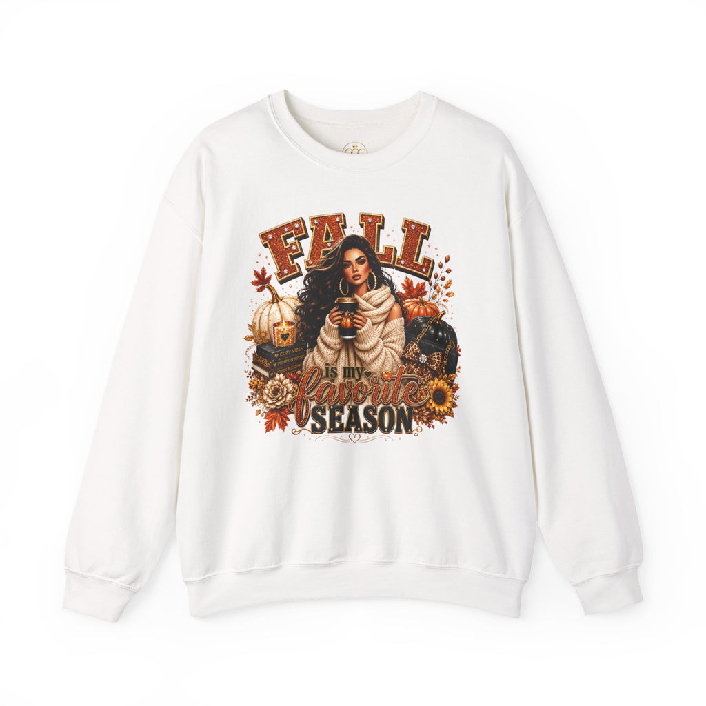 Fall Is My Favorite Season Sweatshirt — Cozy Autumn Pumpkin & Sunflower Graphic