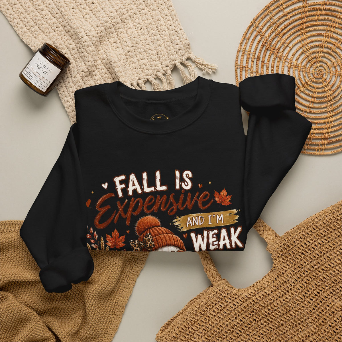 Fall Is Expensive Crewneck Sweatshirt – Cozy Autumn Skull & Pumpkin Fall Vibes