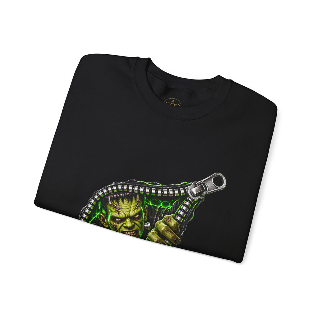 Frankenstein Zipper Halloween Graphic Sweatshirt