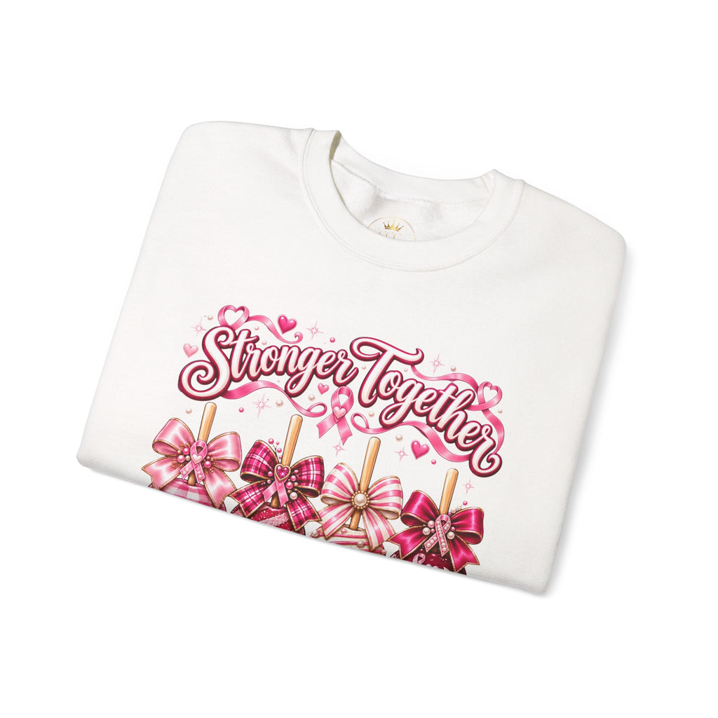 Stronger Together Sweatshirt – Pink Ribbon Candy Hearts Crewneck