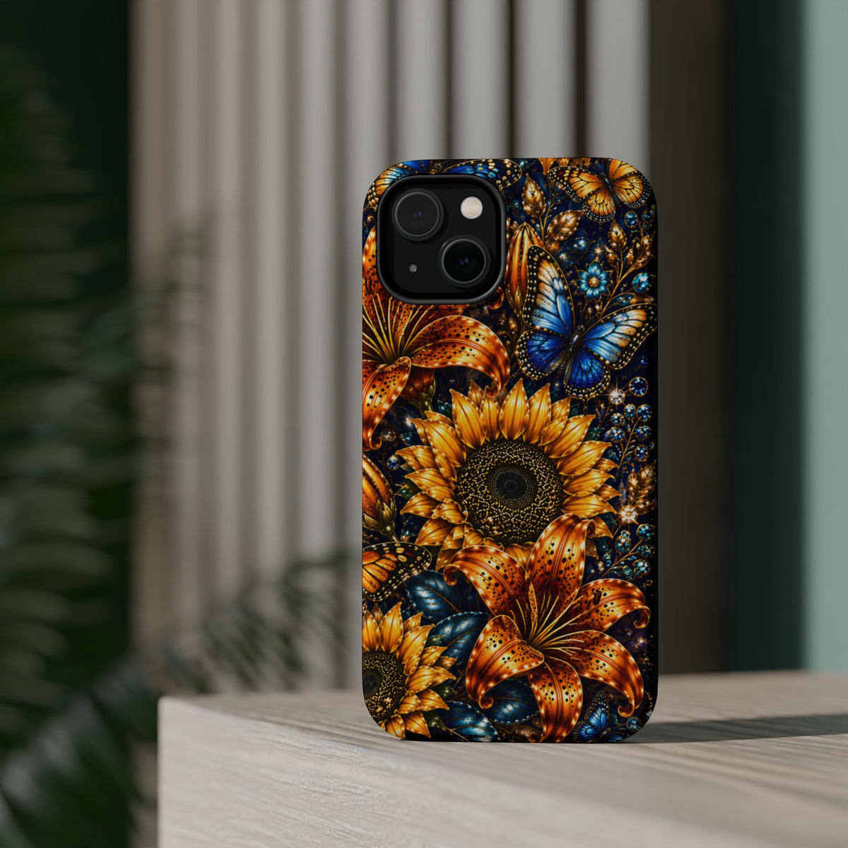Sunflower & Blue Butterfly Magnetic Impact Phone Case