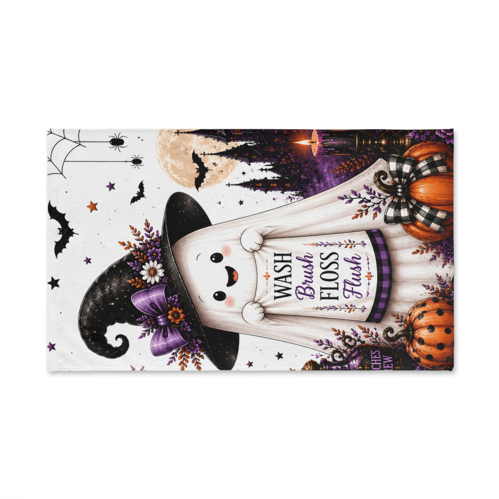 Halloween Ghost Wash Brush Floss Flush Hand Towel | Cute Halloween Bathroom Decor