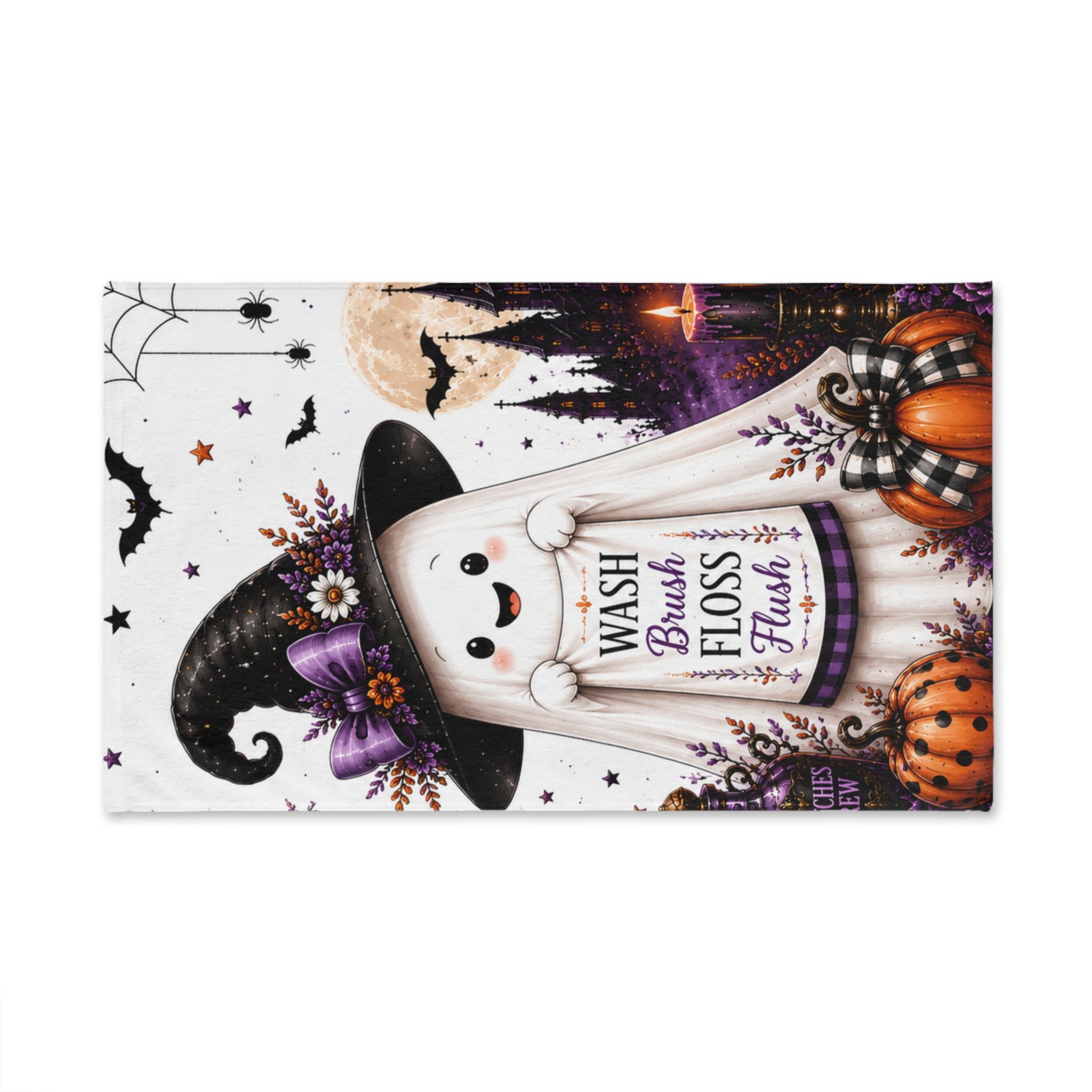 Halloween Ghost Wash Brush Floss Flush Hand Towel | Cute Halloween Bathroom Decor