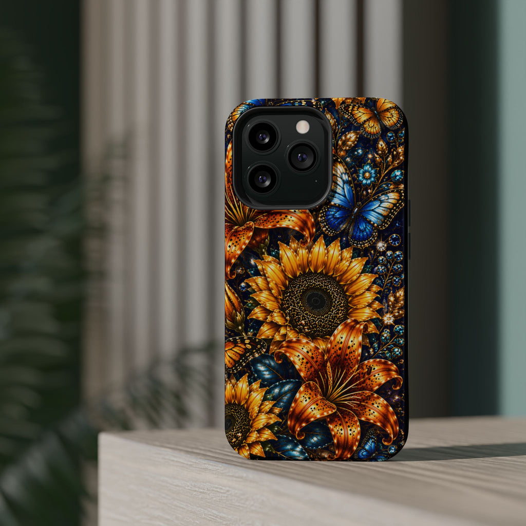 Sunflower & Blue Butterfly Magnetic Impact Phone Case
