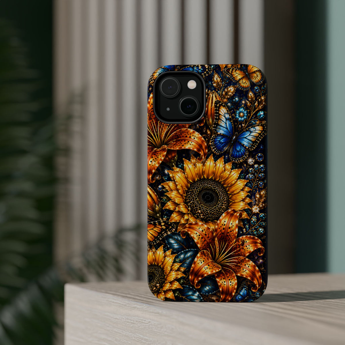 Sunflower & Blue Butterfly Magnetic Impact Phone Case