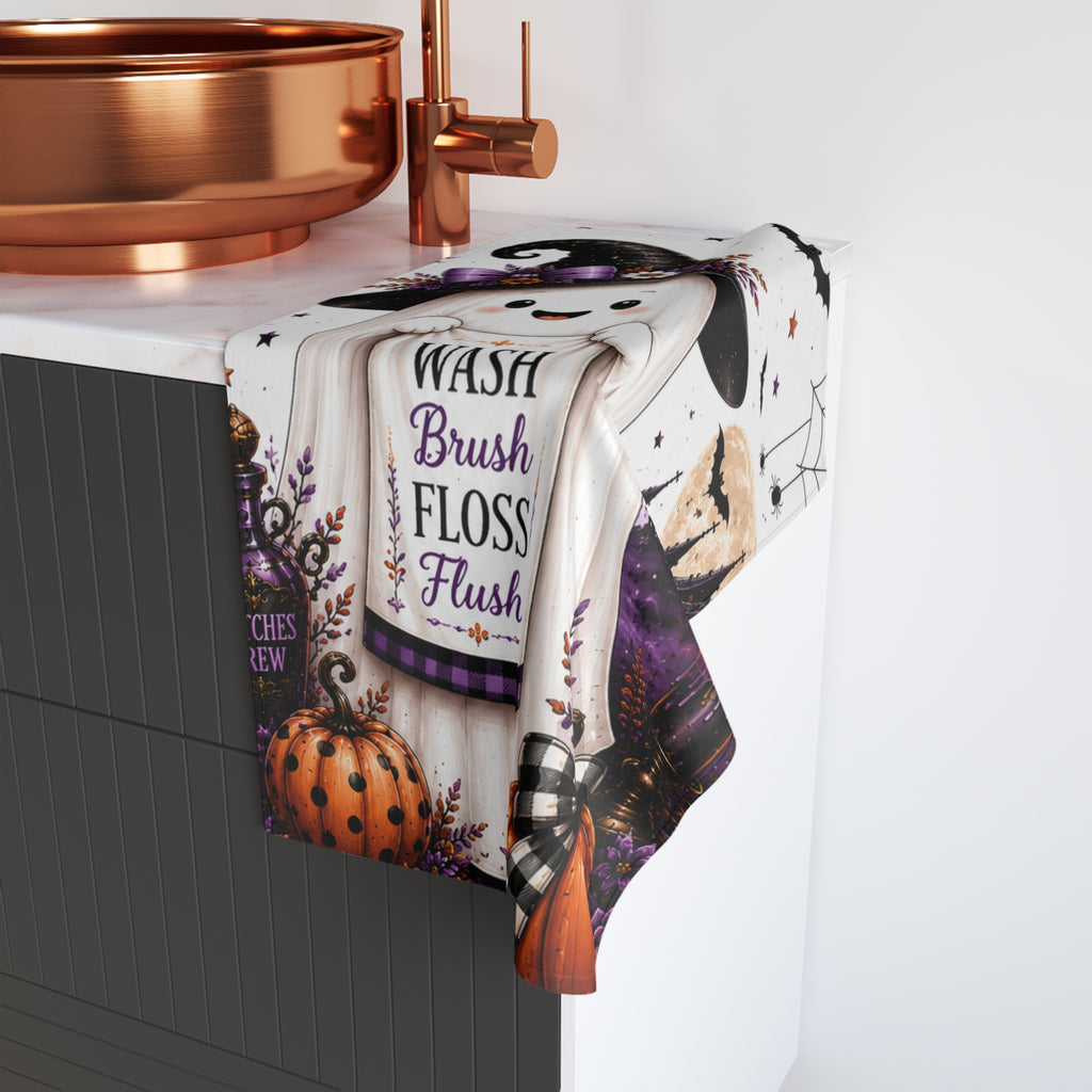 Halloween Ghost Wash Brush Floss Flush Hand Towel | Cute Halloween Bathroom Decor