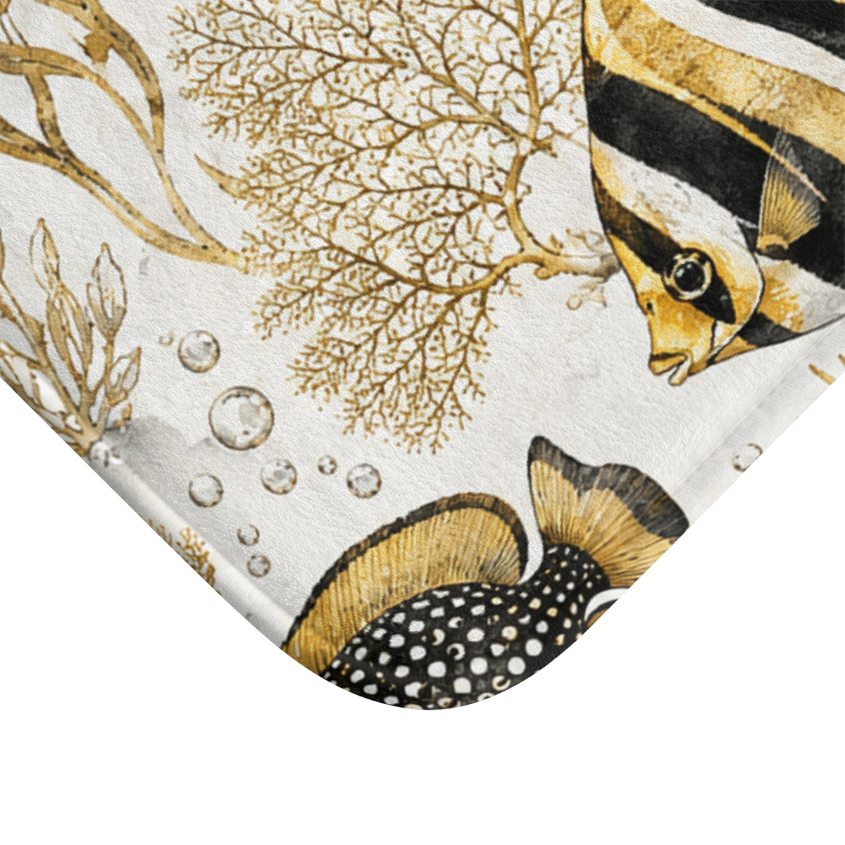 Tropical Angelfish Bath Mat – Gold & Black Coastal Bathroom Rug