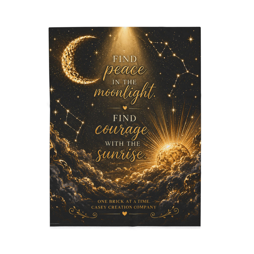 Moonlight & Sunrise Velveteen Plush Blanket - "Find Peace in the Moonlight, Find Courage with the Sunrise"