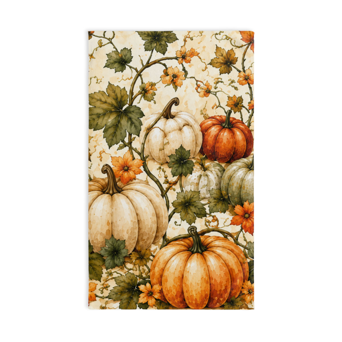 Harvest Pumpkin Hand Towel | Vintage Botanical Fall Bathroom Decor