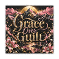 Grace Over Guilt™ Luxury Mountain Wall Art Canvas | Black, Gold & Pink Inspirational Home Décor