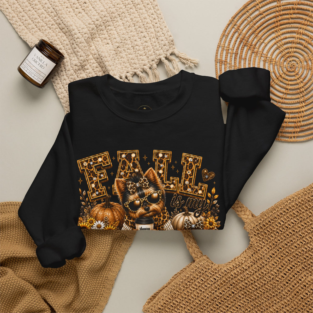 Fall Is My Favorite Season Sweatshirt — Cozy Autumn Cat & Pumpkin Design