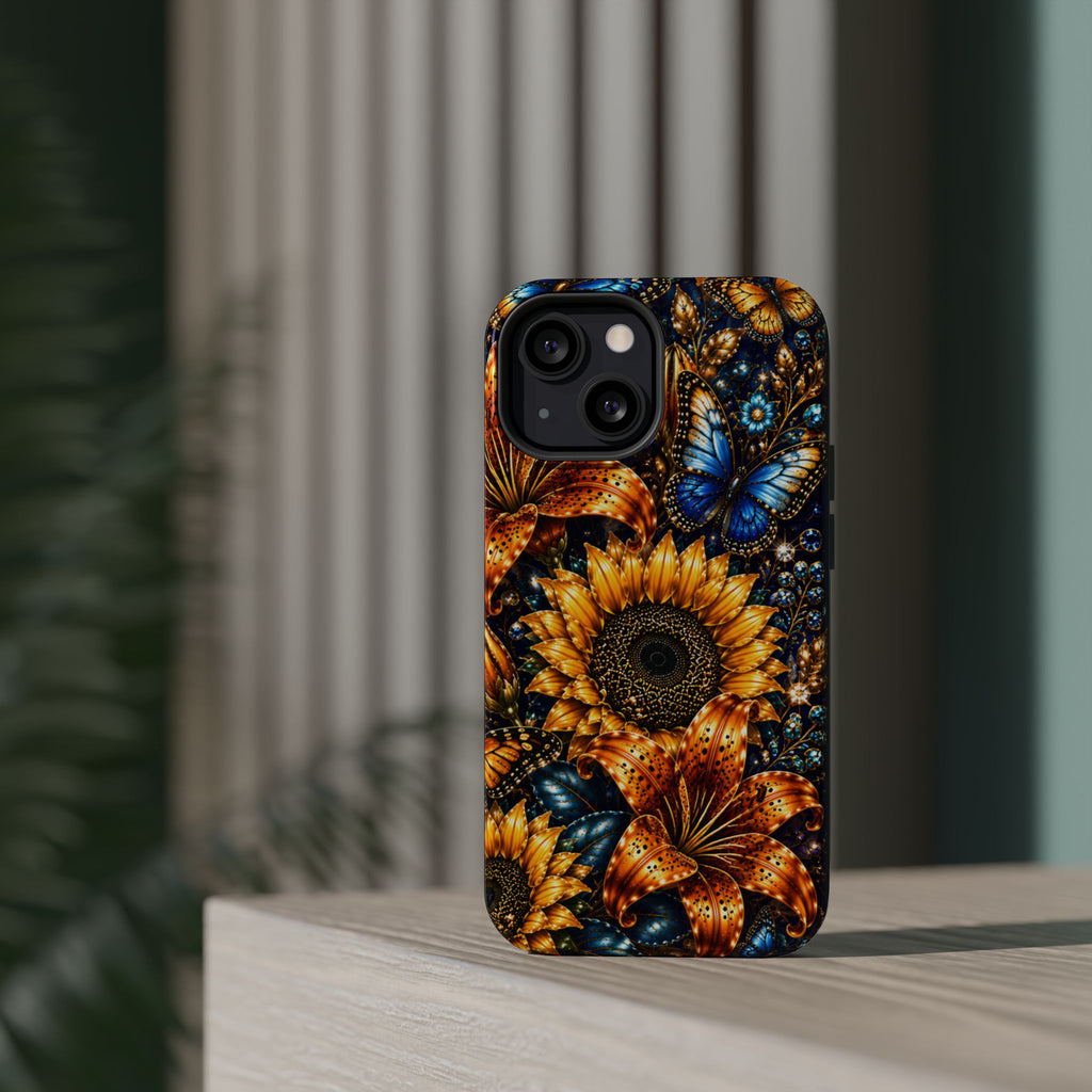 Sunflower & Blue Butterfly Magnetic Impact Phone Case