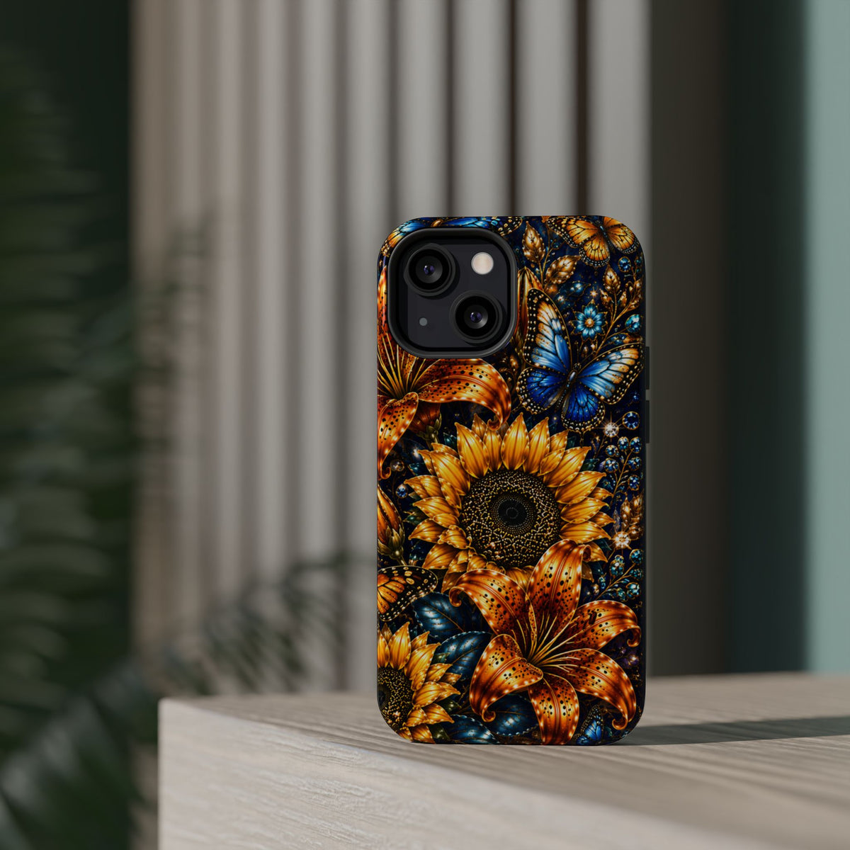 Sunflower & Blue Butterfly Magnetic Impact Phone Case
