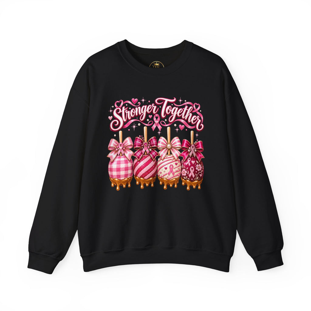 Stronger Together Sweatshirt – Pink Ribbon Candy Hearts Crewneck