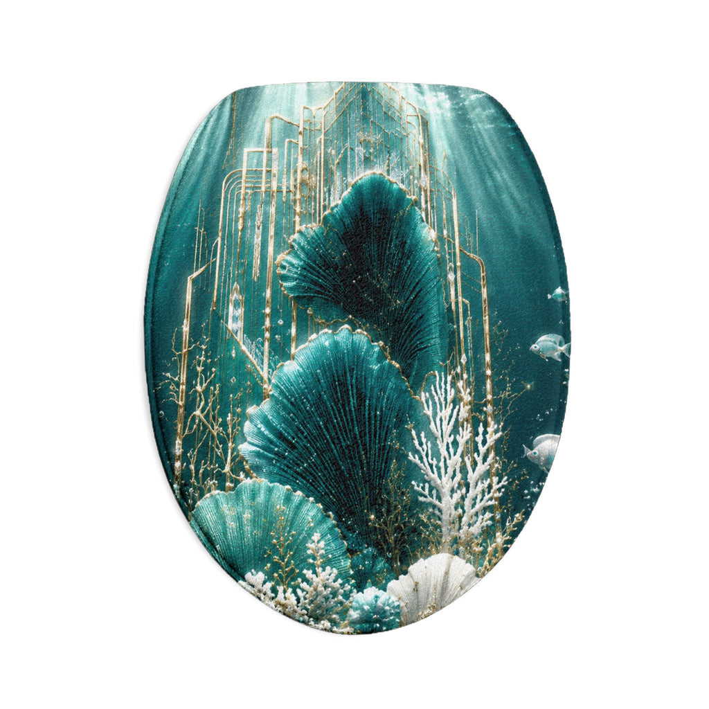 Bath Mat Set — Teal Underwater Coral Design 3-Piece Bathroom Rug