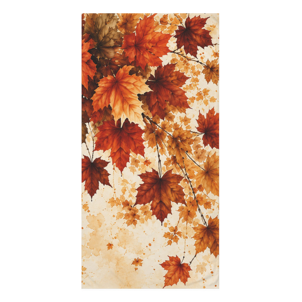Autumn Maple Leaf Bath Towel | Watercolor Fall Foliage Bathroom Decor