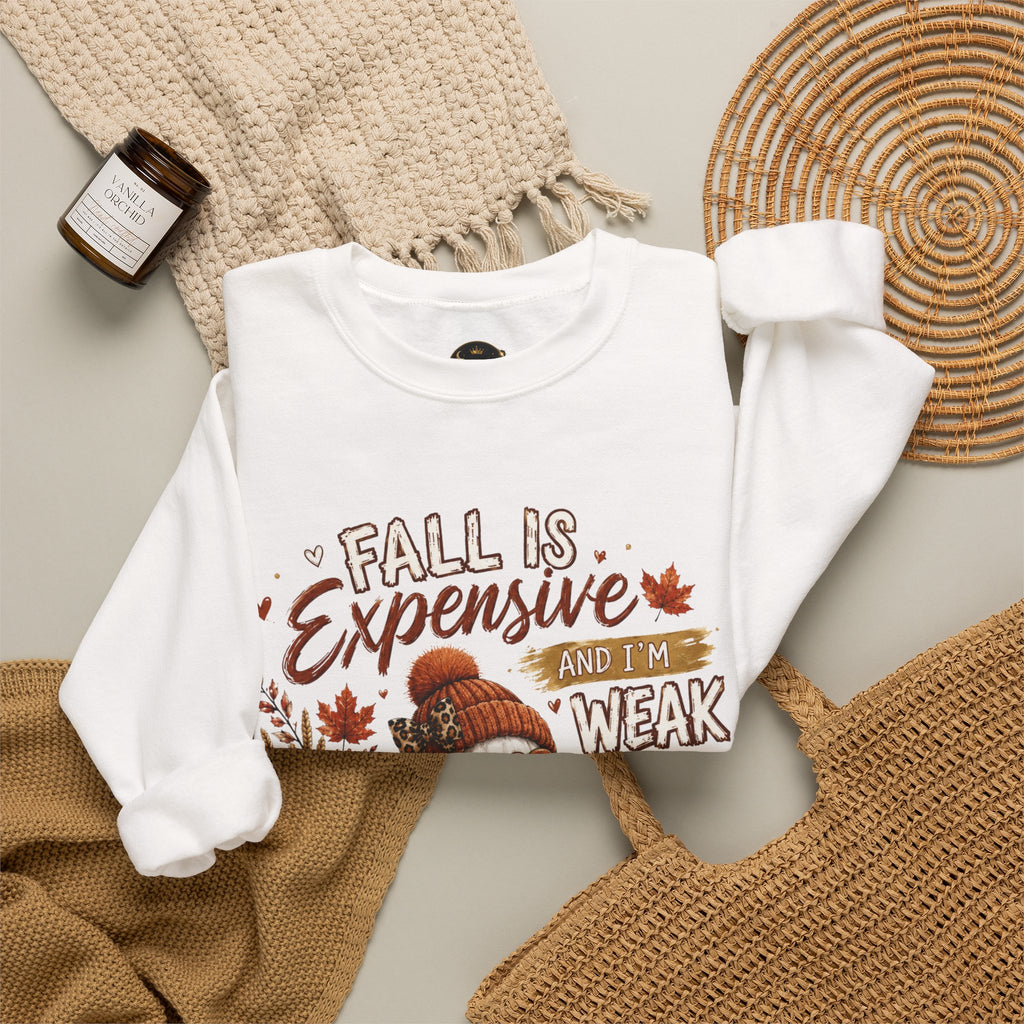 Fall Is Expensive Crewneck Sweatshirt – Cozy Autumn Skull & Pumpkin Fall Vibes