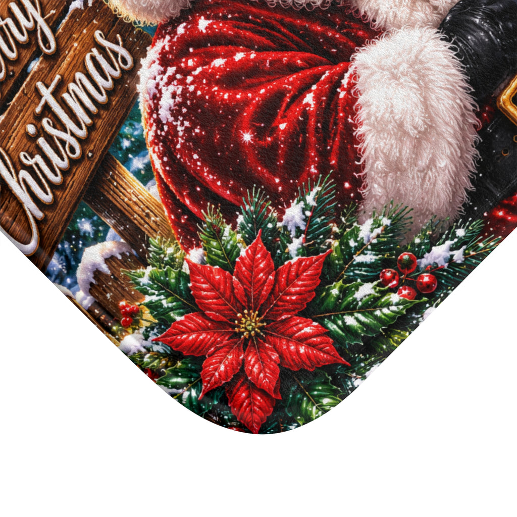 Merry Christmas Santa & Snowman Bath Mat | Holiday Home Decor