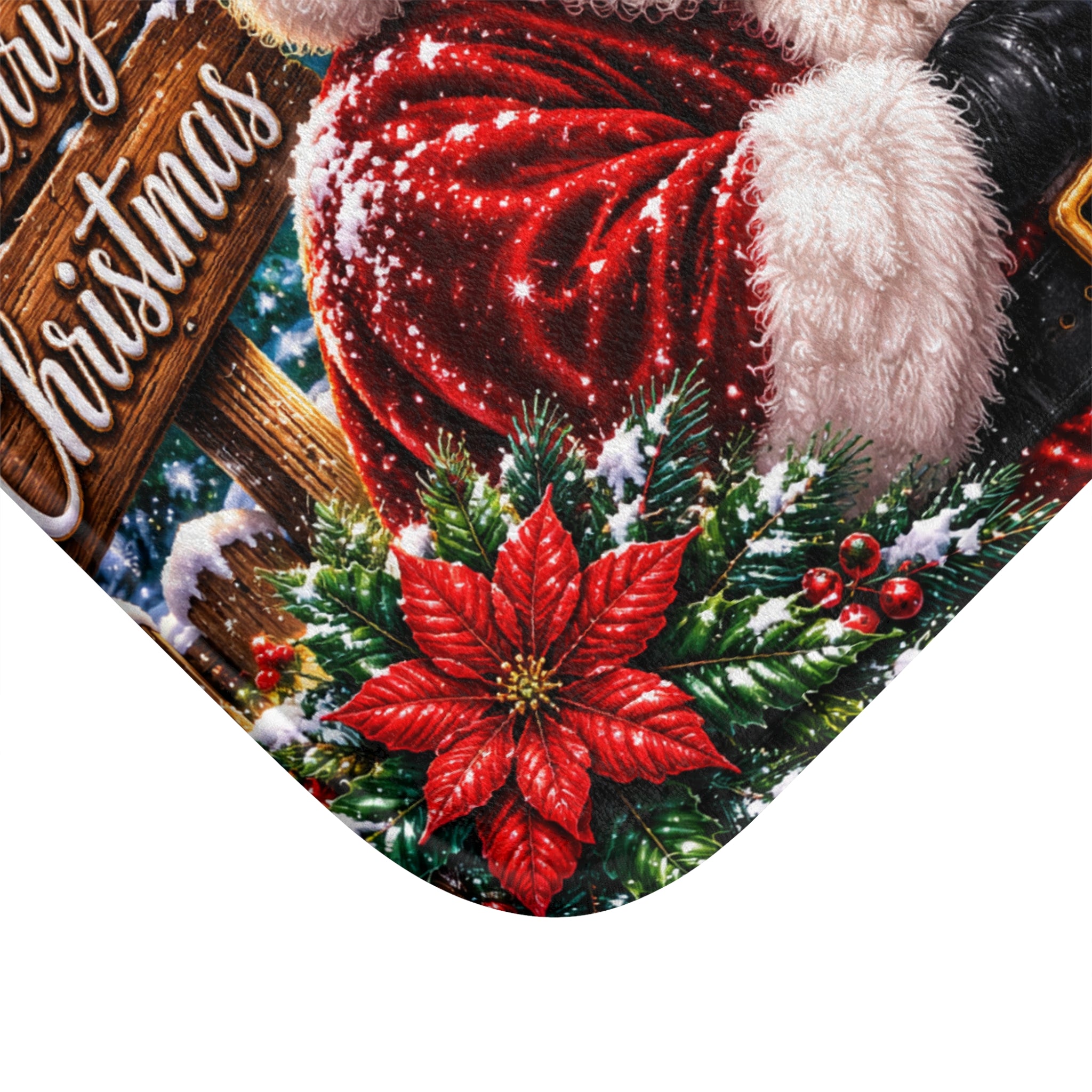 Merry Christmas Santa & Snowman Bath Mat | Holiday Home Decor