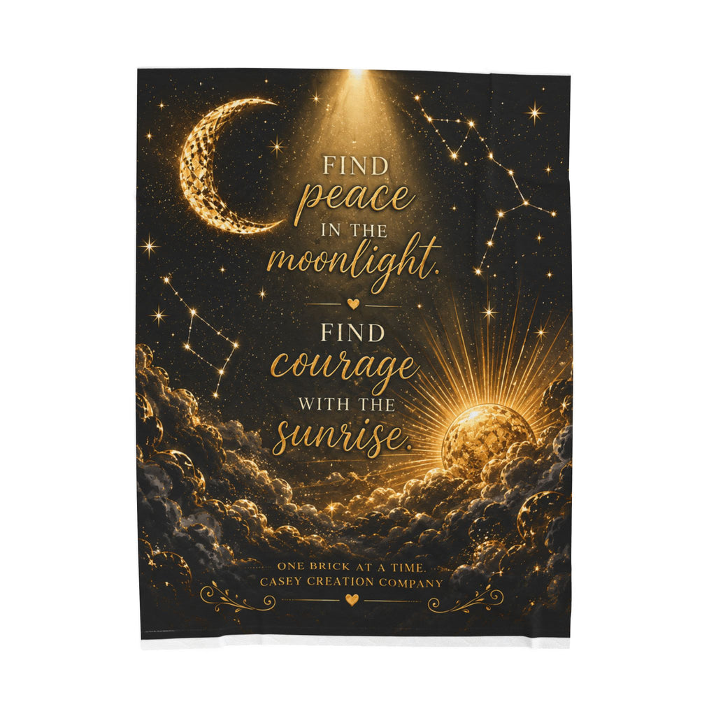 Moonlight & Sunrise Velveteen Plush Blanket - "Find Peace in the Moonlight, Find Courage with the Sunrise"