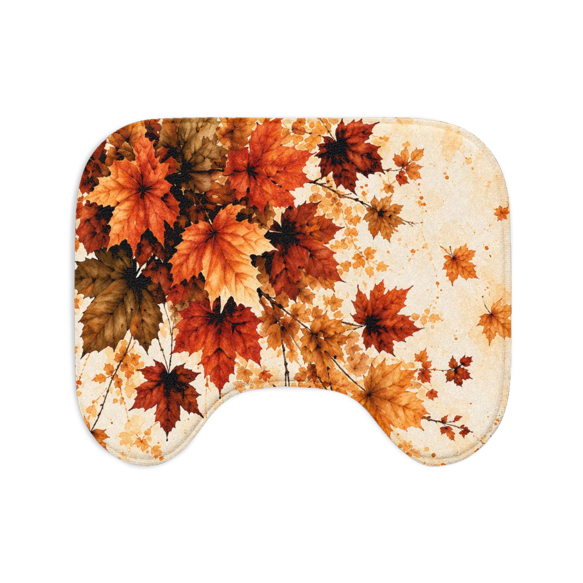 Autumn Maple Leaf 3-Piece Bathroom Set | Fall Foliage Bath Mat, Contour Mat & Toilet Lid Cover