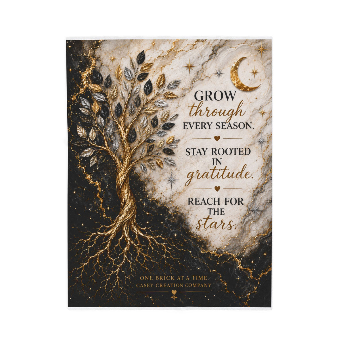 Inspirational Tree of Life Velveteen Plush Blanket – "Grow Through Every Season" Gratitude Throw