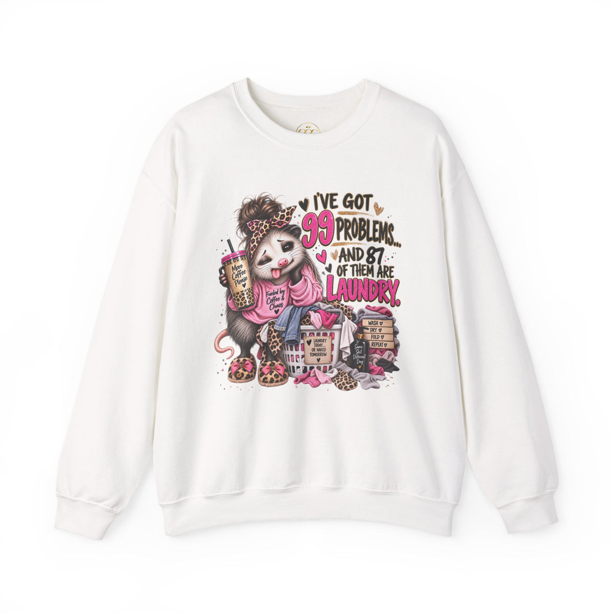 99 Problems & 87 Are Laundry Sweatshirt – Funny Laundry Opossum Crewneck