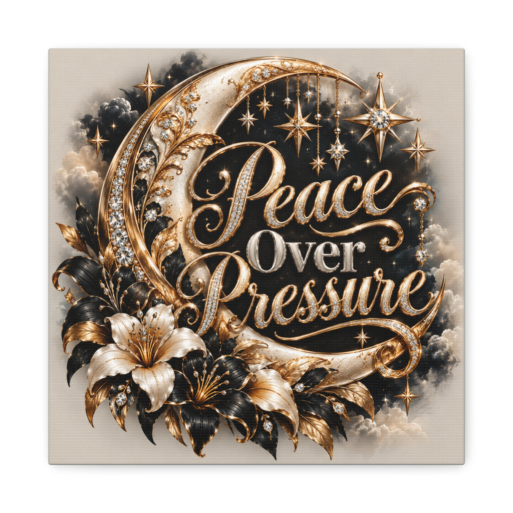Peace Over Pressure™ Luxury Celestial Wall Art Canvas | Black, Gold & Cream Inspirational Home Décor