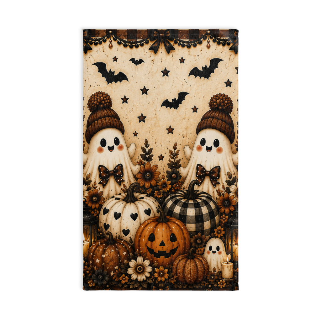 Hey There Boo Hand Towel | Rustic Plaid Halloween Bathroom Decor