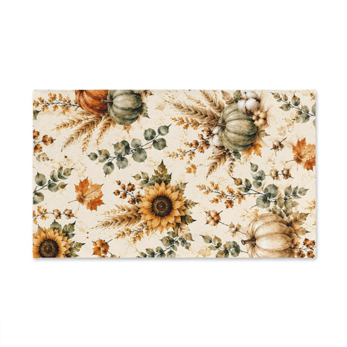 Autumn Harvest Hand Towel | Watercolor Pumpkin Sunflower Fall Bathroom Decor