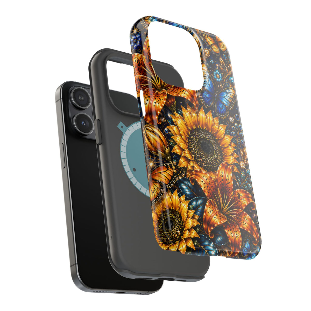 Sunflower & Blue Butterfly Magnetic Impact Phone Case
