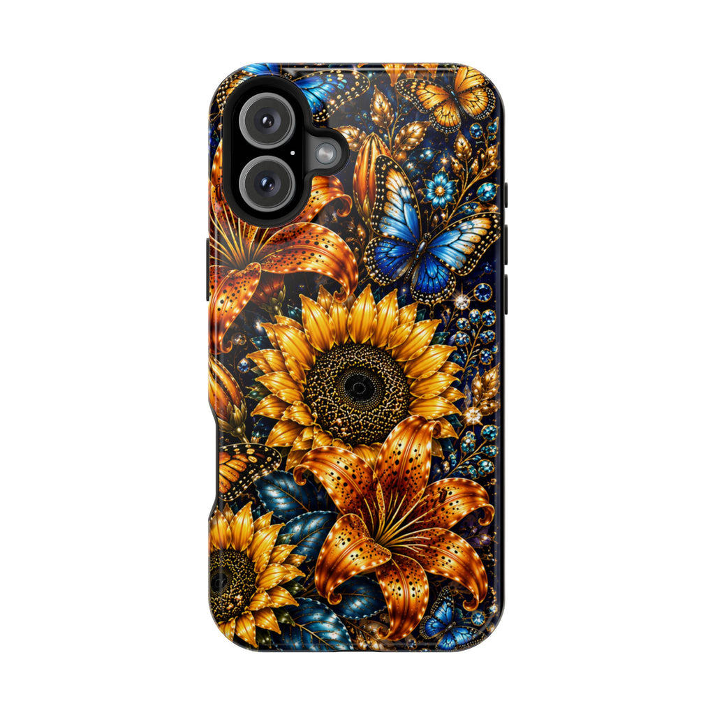 Sunflower & Blue Butterfly Magnetic Impact Phone Case