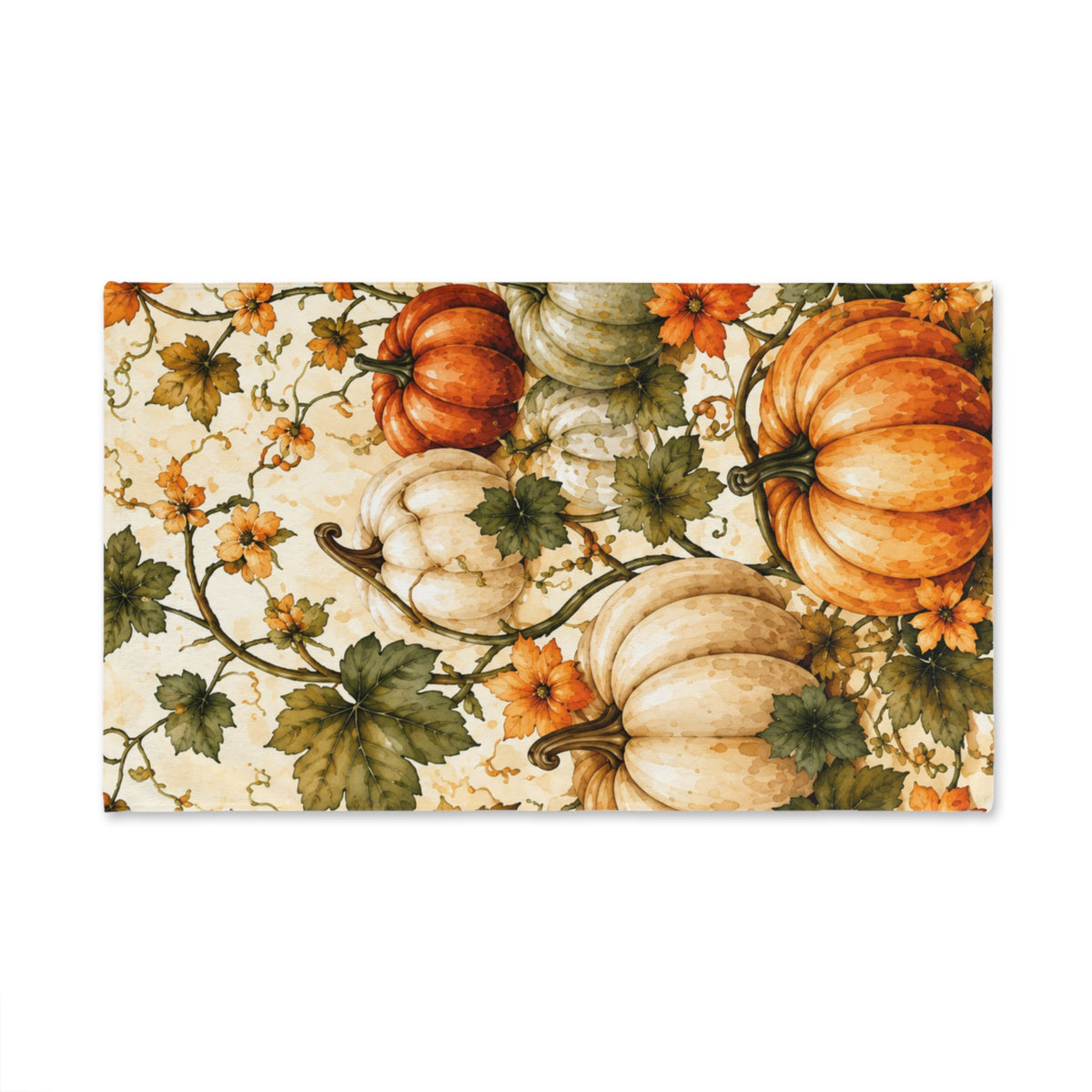 Harvest Pumpkin Hand Towel | Vintage Botanical Fall Bathroom Decor