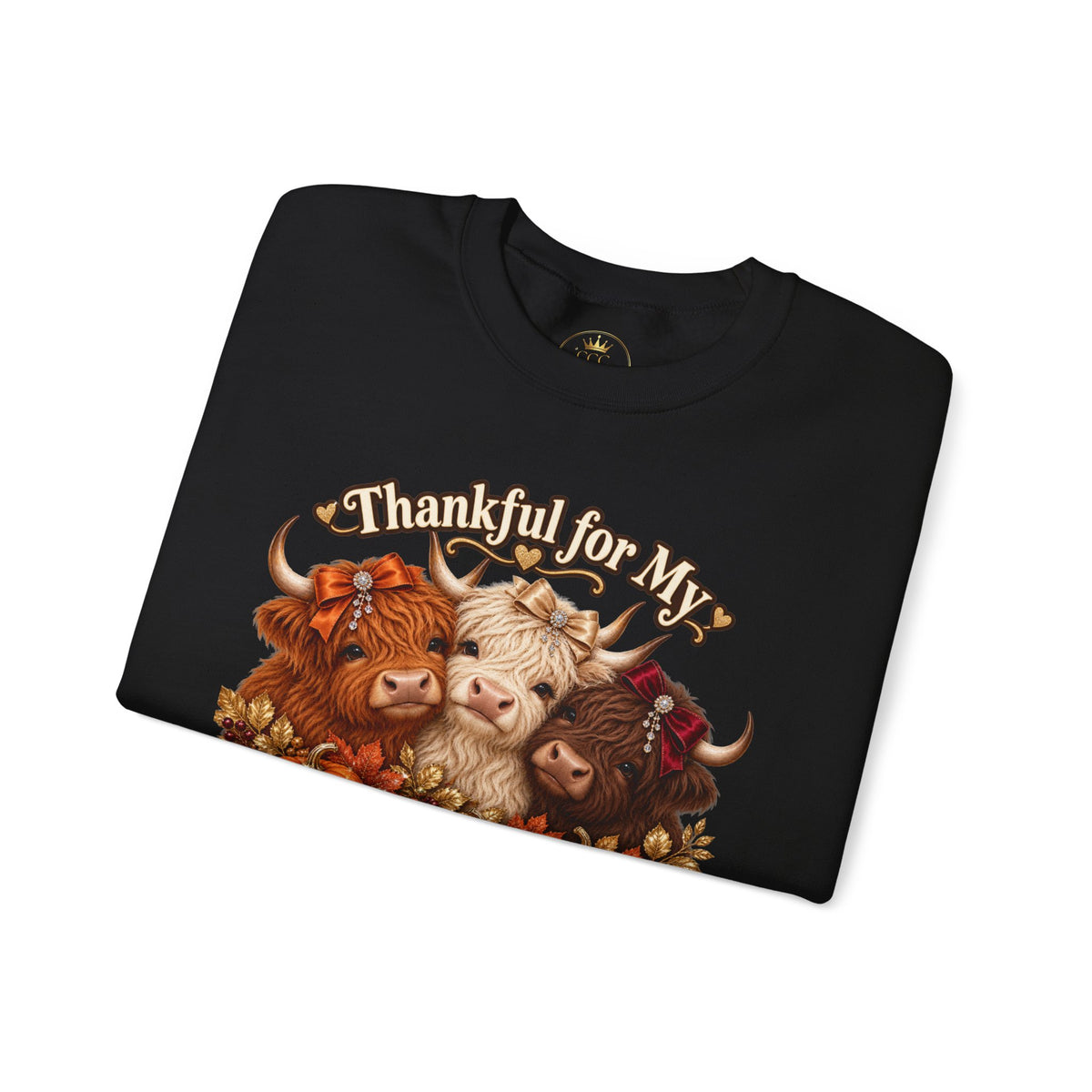 Thankful for My Chosen Family Highland Cow Sweatshirt