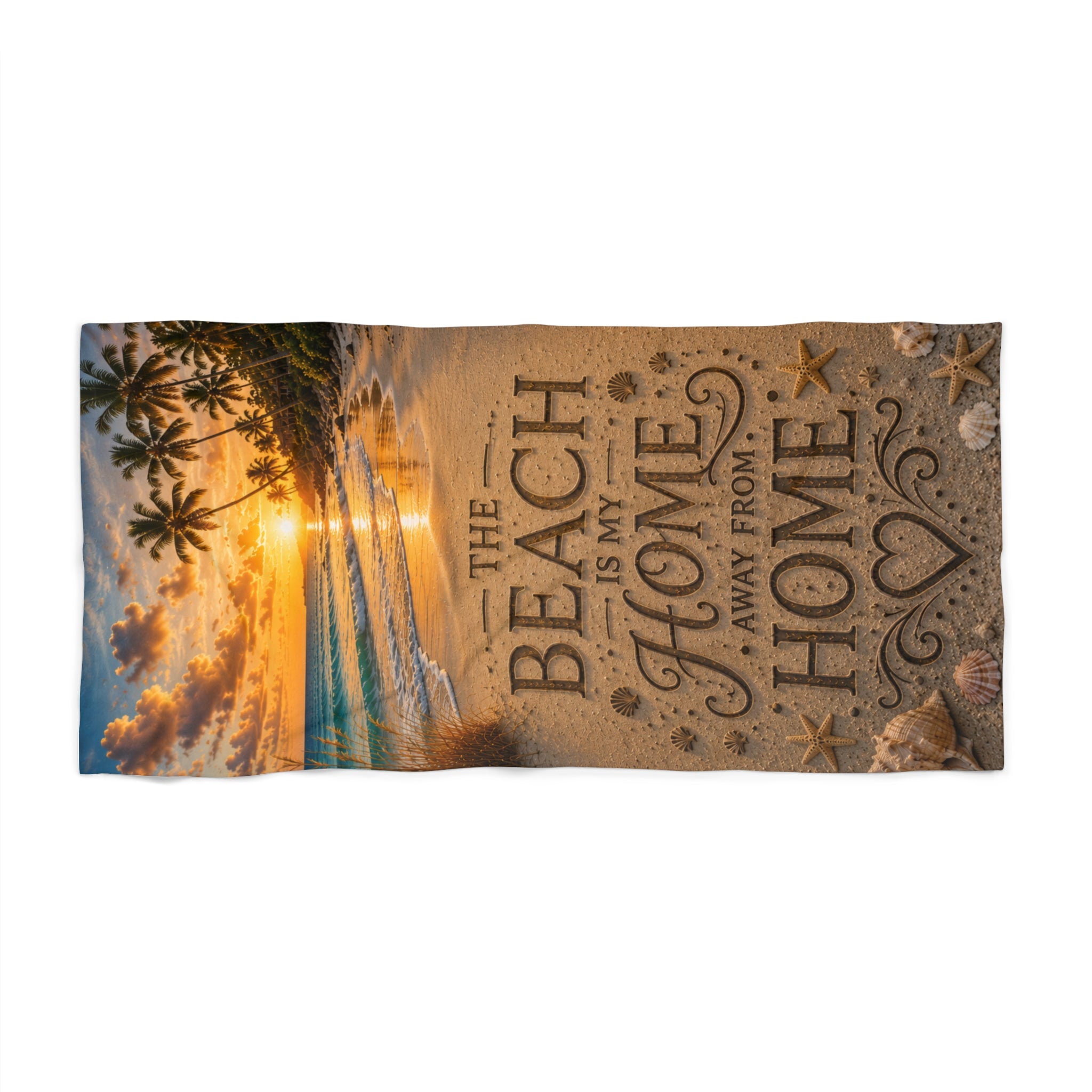 The Beach Is My Home Away From Home | Luxury Beach Towel | Coastal Serenity Collection
